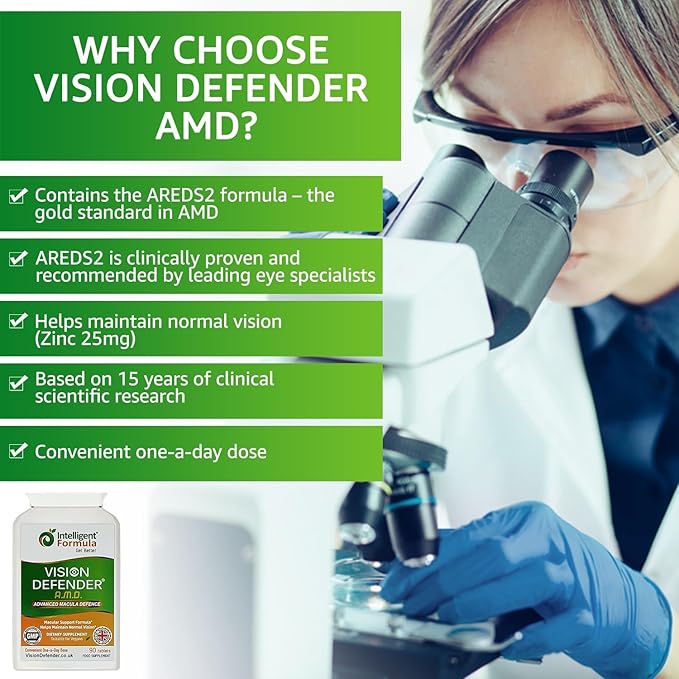 Vision Defender AMD AREDS2 Eye Vitamins – Exact AREDS 2 Formula with Lutein &amp Zeaxanthin Vitamins C &amp E Zinc 25 mg &amp Copper – Once Daily Vegan Eye Health Supplement 90 Tablets