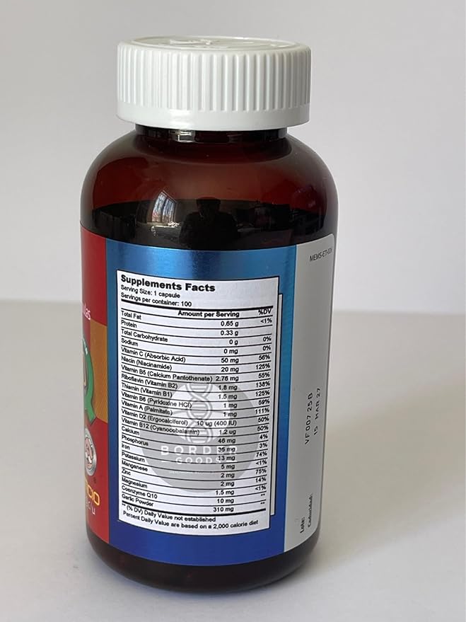 Simi VF Multivitamin with Coenzyme Q10 – 100 Capsules – Contains Vitamins A B C D E Zinc &amp Iron