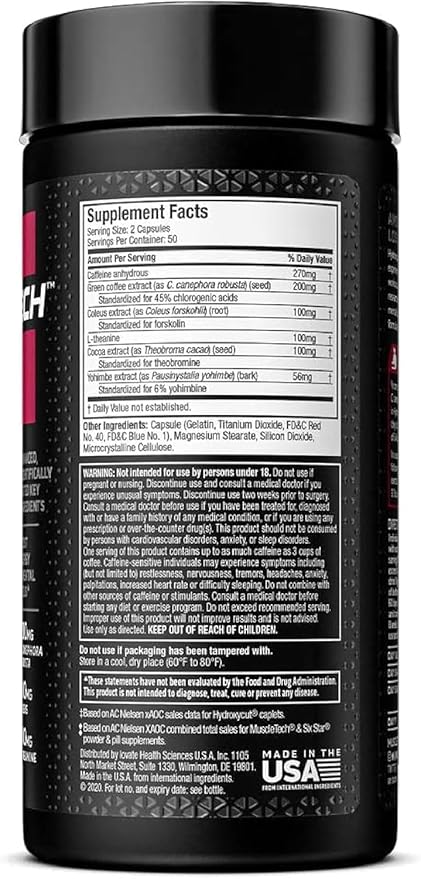 Hydroxycut Hardcore Elite - 100 Rapid-Release Thermo Caps - Energy &amp Focus - for Men &amp Women - 50 Servings (Pack of 2)