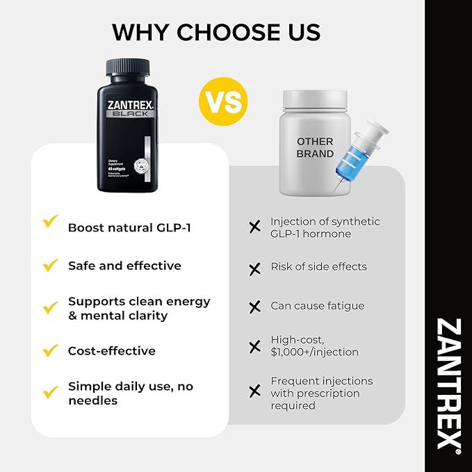 Zantrex Black – Naturally Boost GLP-1 &amp Metabolism Support | Thermogenic Energy Weight Management Formula | 60 Pills