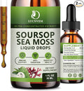 LUCNVEM (2 Pack) Soursop Graviola with Sea Moss Liquid Drops Soursop Bitters Liquid Rich in Multivitamin for Natural Antioxidant Immune Boost Cell Support &amp Regeneration Pineapple Flavor