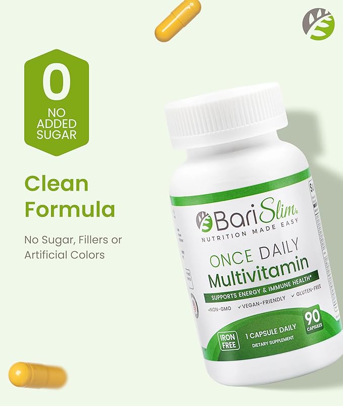 BariSlim Once Daily Bariatric Multivitamin Capsule - Iron-Free Formula - Bariatric Vitamin and Supplement for Post Surgery Including Gastric Bypass and Gastric Sleeve | 90-Day Supply
