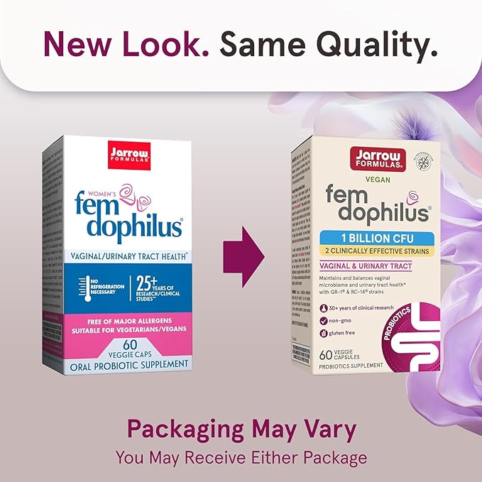 Jarrow Formulas Fem-Dophilus - 1 Billion Organisms Per Serving - 60 Veggie Capsules - Women’s Probiotic - Urinary Tract Health - Up to 60 Servings (Pack of 2)