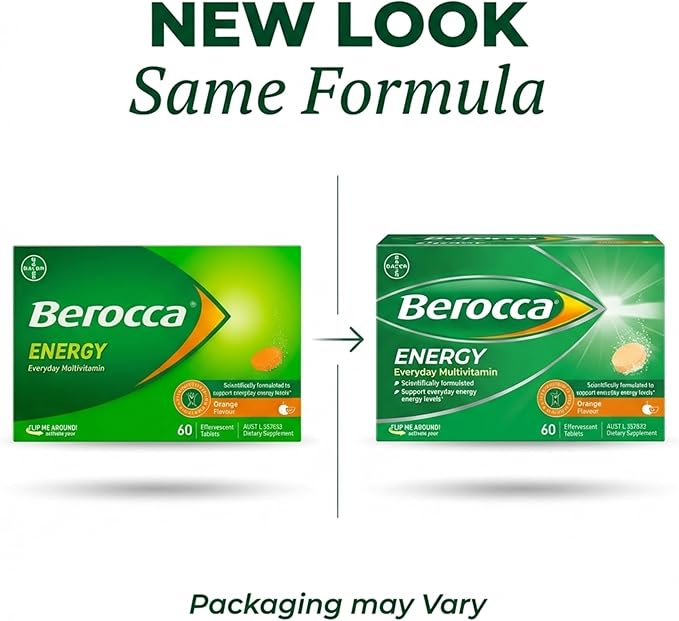 Berocca Energy Vitamin B &amp C Orange Flavour Effervescent Tablets 60 Pack