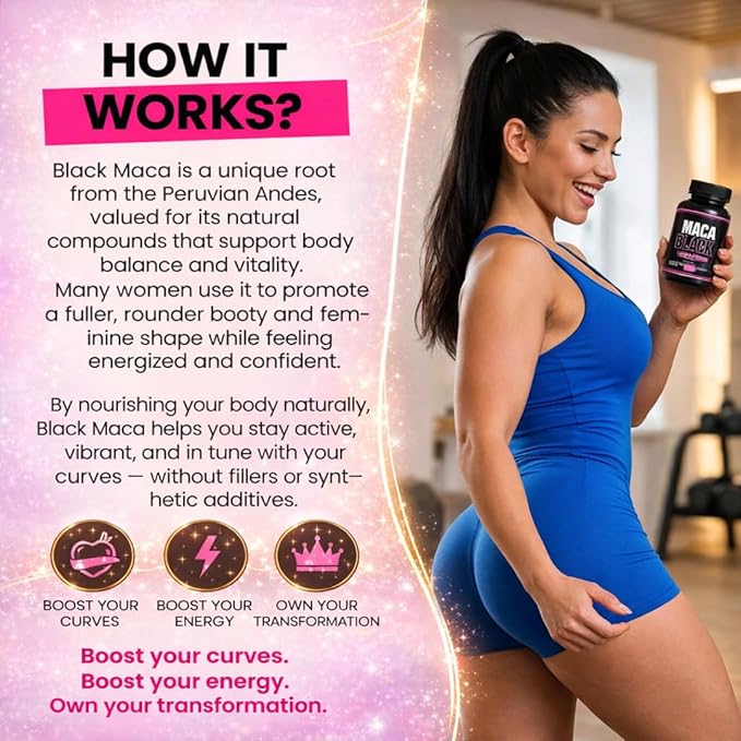 Genuine Black Maca Root Pills for a Big Butt Growing in Short time- 600 mg x 100 und (31 Days) by CurvyFruit