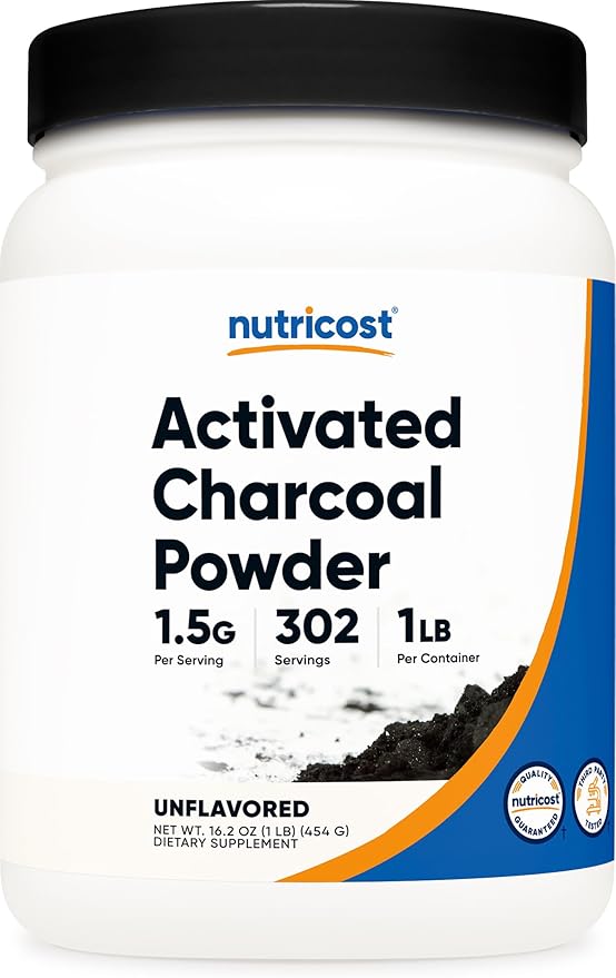 Nutricost Activated Charcoal Powder 1lb - Food Grade Powder Toothpaste Facemask Odor Control Vegetarian Gluten Free Non-GMO