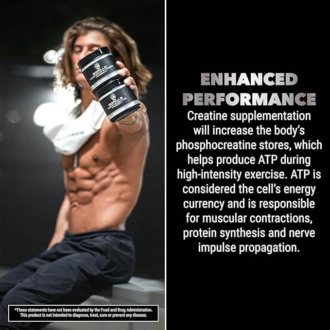 Gorilla Mind Pre Workout (Cherry) + Creatine (100 Serv.) - Comprehensive Stack for Improved Strength Power Output and Muscle Size