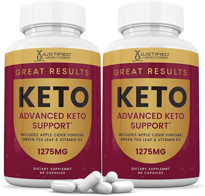 Justified Laboratories Great Results Keto ACV Pills 1275MG Formulated with Apple Cider Vinegar Keto Support Blend 60 Capsules (2 Bottles)