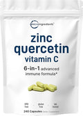 Micro Ingredients Quercetin with Vitamin C and Zinc 240 Capsules | Quercetin 500mg Vitamin C 500mg Zinc 50mg (Picolinate Citrate Glycinate Gluconate) | Complete Immune Support Supplements