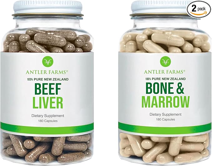 Antler Farms - 100% Pure New Zealand Beef Liver &amp Bone Marrow Bundle Cold Processed Supplement