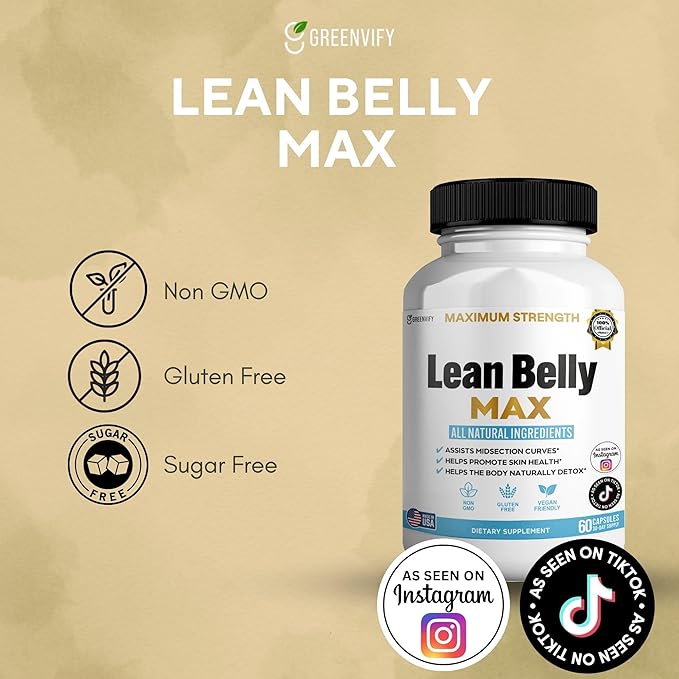 Lean Belly Max Natural Supplement 60 Capsules 30-Day Supply All Natural Ingredients Non-GMO Gluten Free (5)