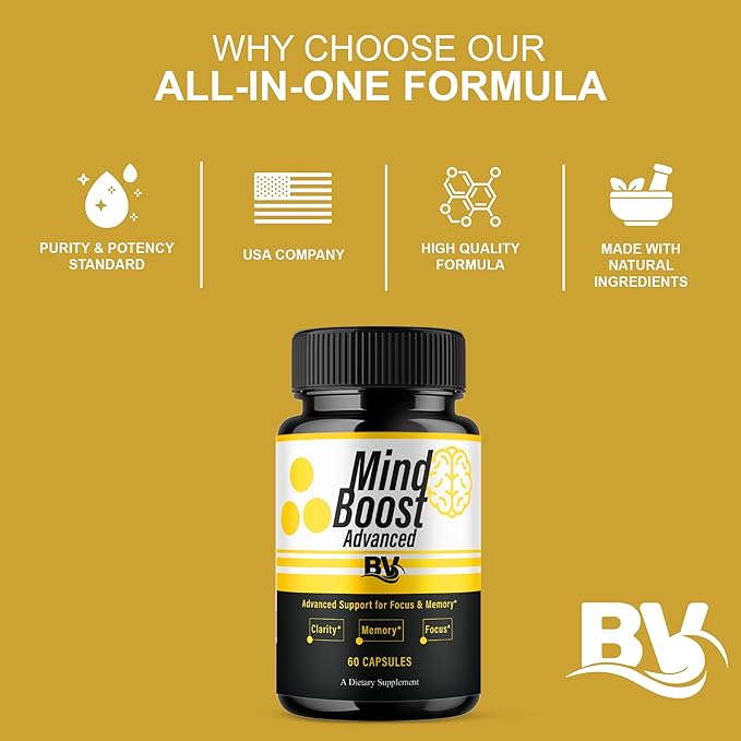 BLUE VIBE Mind Boost Premium Health &amp Wellness Nootropic Supplement MindBoost Advanced All Natural Health Management &amp Overall Wellness Support Supplement Formula Pills (3 Pack - 180 Capsules