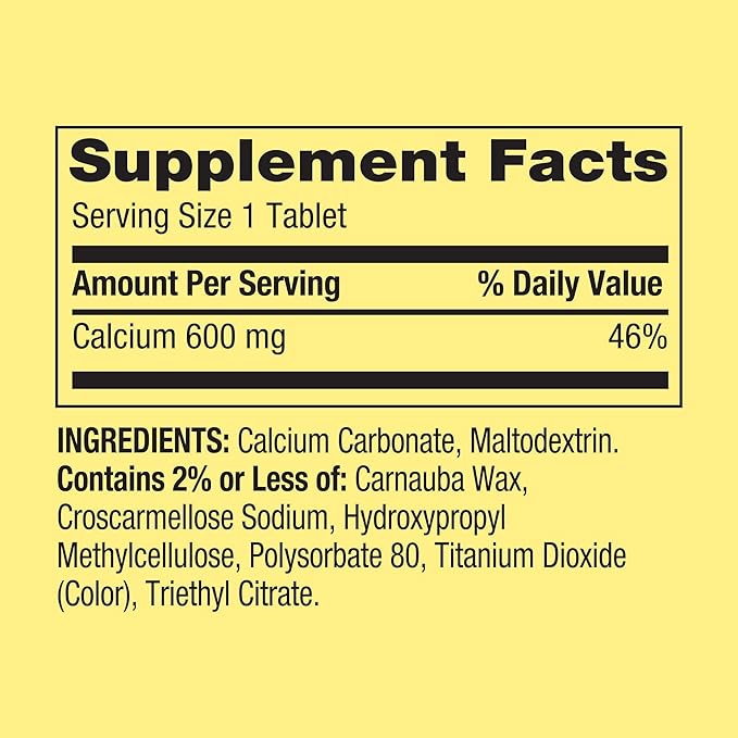 Spring - Valley Calcium 600mg Natural Bone Health Calcium - 100 Tablets Pack of 3 - Set By Basket Goods