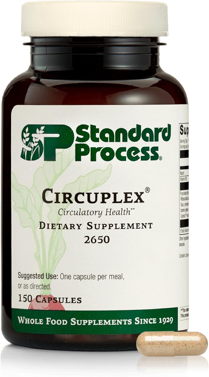 Standard Process Circuplex - Vascular &amp Nervous System Support - Blood Health Supplement with Niacin &amp Vitamin B6 - Non-Dairy Whole Food-Based Supplement - 150 Capsules