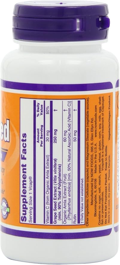 NOW Foods Grape Seed 90 VegiCaps (Pack of 2)