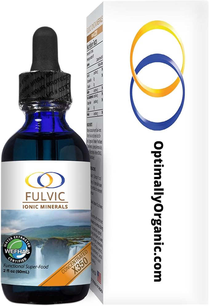 Optimally Organic Water Extracted Fulvic Ionic Minerals X350 - Patented BioActive Fulvic Acid Humic Acid Trace Minerals Electrolytes &amp Essential Amino Acids - 8+ Month Supply!