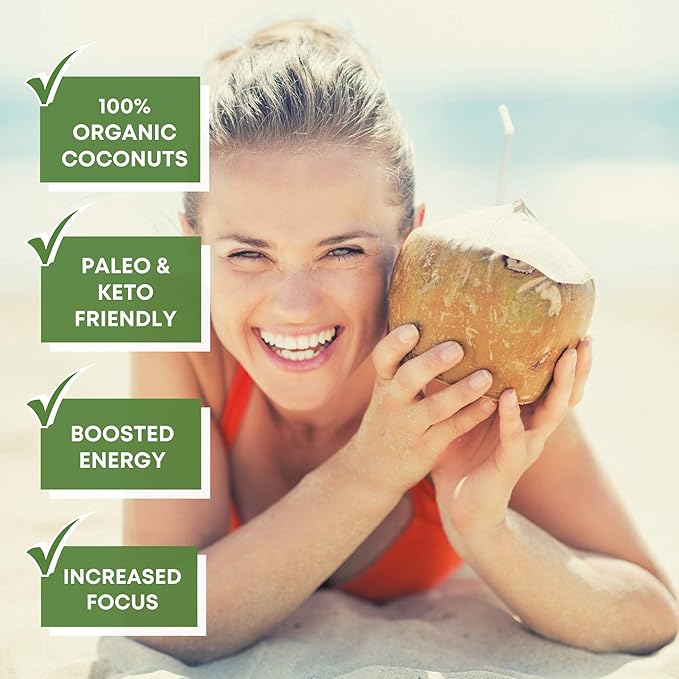 MCT Oil - 3000mg Per Serving - 180 Softgels - Made from 100% Organic Coconuts - Non GMO Cold Pressed Paleo Friendly Capsules - Great for Focus &amp Gut Health