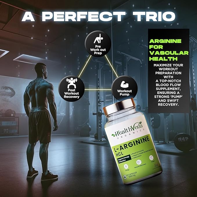 L-Arginine 1000 mg with Chromium Picolinate | 60 Veg Capsules | Good for Muscle Growth Stamina Recovery Immune Booster &amp Energy | for Both Men &amp Women