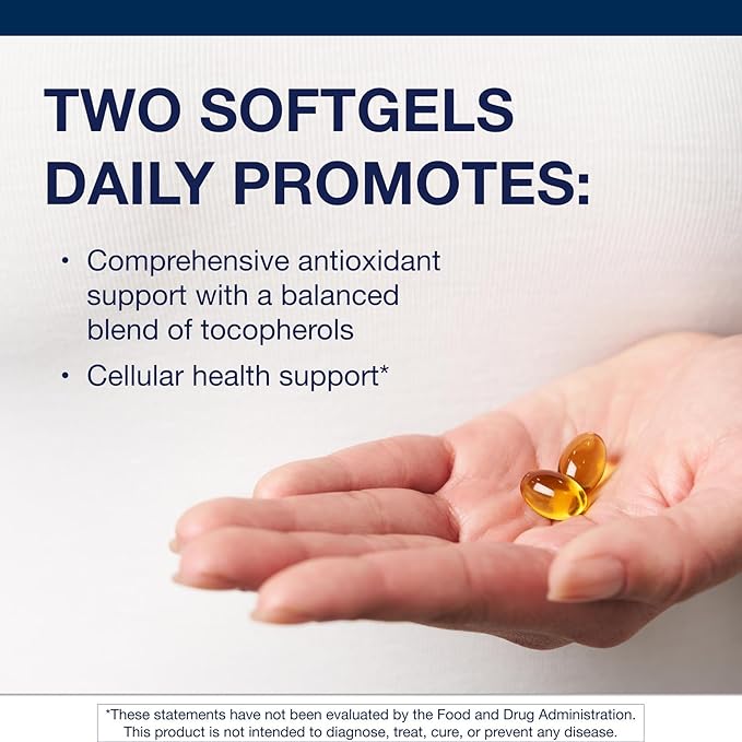 Metagenics Vitamin E Mixed Tocopherols - High Potency Antioxidant Supplement with Alpha &amp Gamma Tocopherols - Supports Heart Immune &amp Cellular Health - Non-GMO Gluten-Free - 60 Softgels