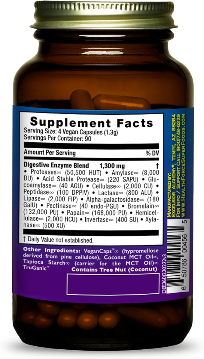 HEALTHFORCE SUPERFOODS Digestion Enhancement Enzymes - 360 Vegan Capsules