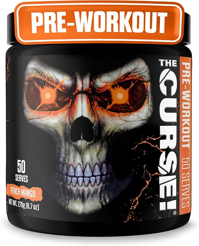 JNX SPORTS The Curse! Peach Mango Pre Workout Powder with Creatine – Extreme Energy Preworkout for Men &amp Women – 50 Servings – L Citrulline Beta Alanine &amp Caffeine for Pump Strength &amp Fo
