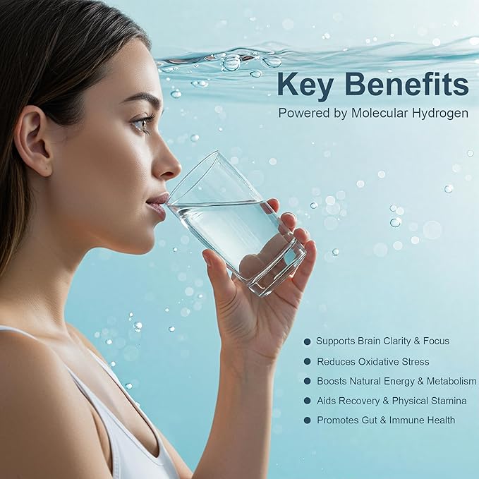 Hydrogen Water Tablets with Magnesium – 8 PPM H2 Molecular Hydrogen Tablets for Drinking Water – Antioxidant Formula for Energy Recovery &amp Cognitive Support – 60 Unflavored H2 Tabs | 2 Month Supp