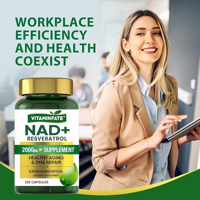NAD+ Supplement 2000 mg - 120 Capsules True NAD+ &amp Resveratrol NMN Alternative Supports Anti-Aging Cellular Energy &amp Repair Metabolism &amp Brain Boost for Men &amp Women