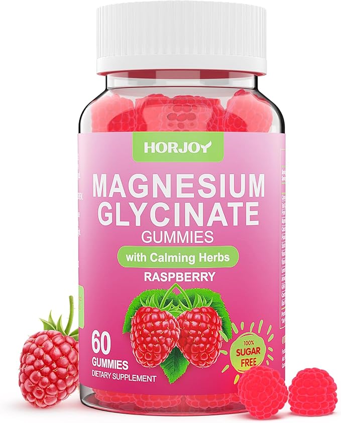 Magnesium Glycinate Gummies 600mg Sugar Free Magnesium Gummies for Adults with Ashwagandha Lemon Balm &amp GABA for Sleep Mood Support and Relaxation Vegan 60 Raspberry