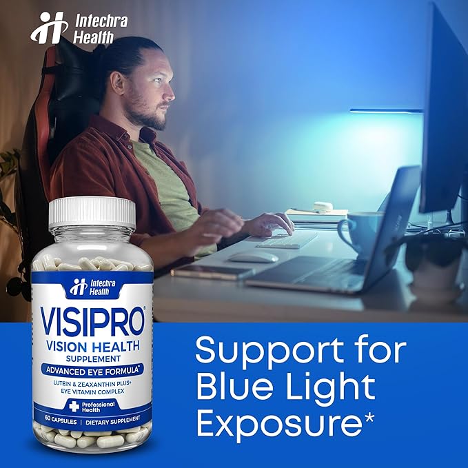 VISIPRO® 20-20 New Vision Health Supplement - Advanced Eye Vision Vitamins for Complete Eye Health Vision Support &amp Macular Free Radical Defense - 60 Veggie Caps