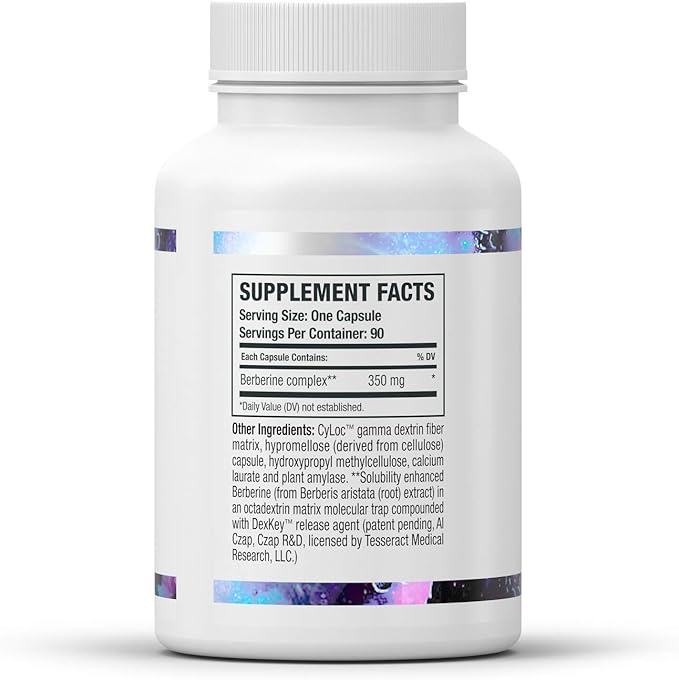 Tesseract Medical Research BerberActiv-QR Berberine Immune Support Supplement Supports Liver Health Hypoallergenic 350mg 90 Vegetarian Capsules