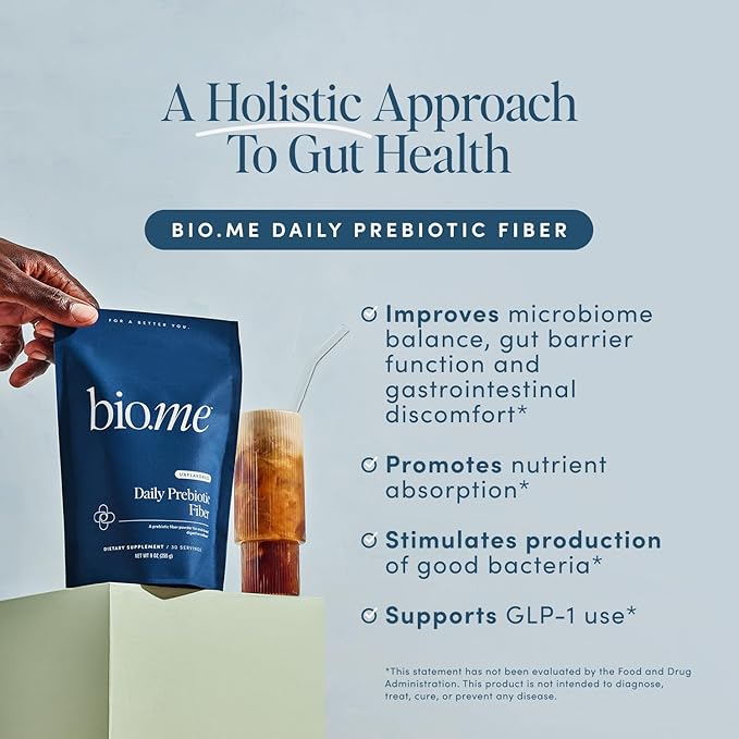 Bio.me Daily Prebiotic Fiber &amp Gut Cleanse Bundle - Unflavored Fiber Powder (30 Servings) + 5-Day Cleanse Capsules w/Magnesium Berberine L-Glutamine - Digestive Support Microbiome Reset (30 Cap