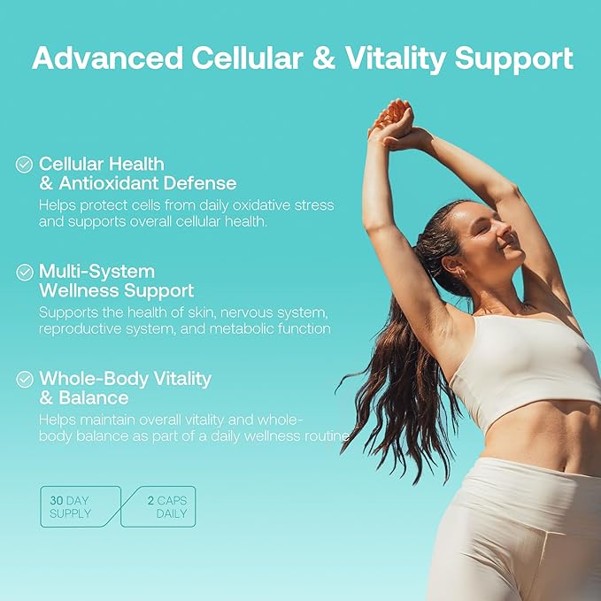 LAIFE L-Ergothioneine PLUS Supplement Cellular Antioxidant Supplement for Energy Skin Vitality &amp Whole-Body Wellness with L-Ergothioneine NR Quercetin Curcumin &amp Magnesium Glycinate 60