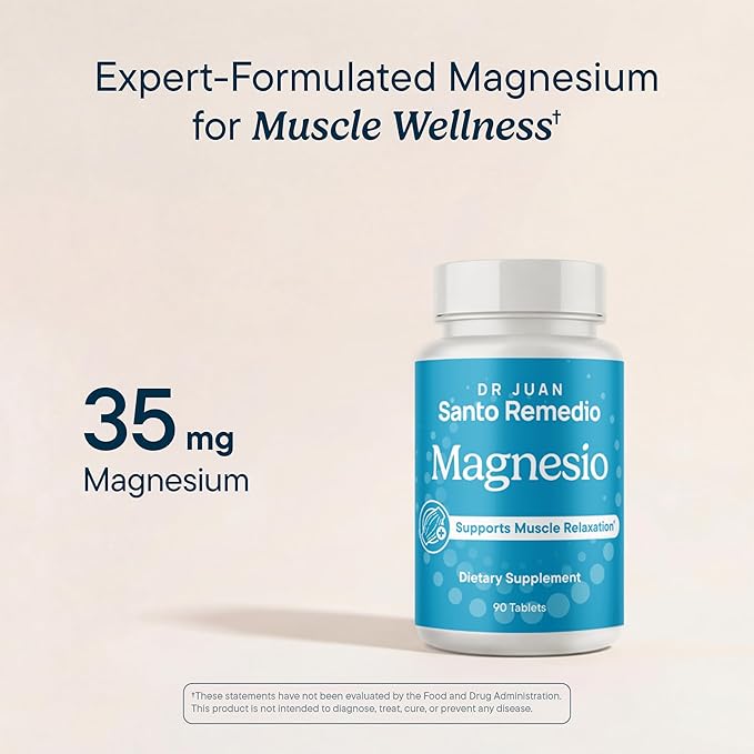 Santo Remedio Magnesium Supports Muscle Relaxation Dietary Supplement Magnesium Citrate 300 mg No Artificial Flavors No Artificial Colors 90 Tablets (90 Servings)