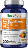 NusaPure Sea Buckthorn Omega-7 250 mg 200 Veg Capsules (Non-GMO Vegan)