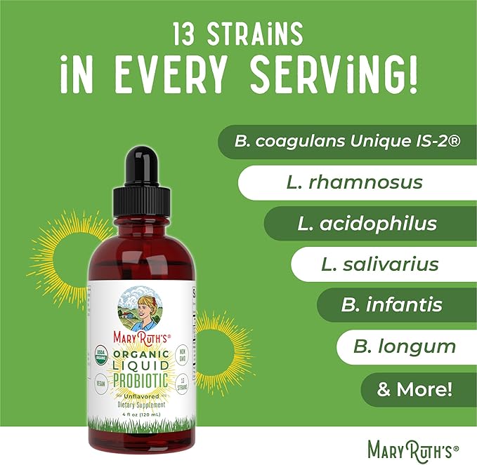 MaryRuth's Probiotic (Unflavored) &amp Probiotic Gummies for Kids (Strawberry) | USDA Organic Clean Label Project Verified® | Vegan Non-GMO Sugar-Free | Immune Support Antioxidant &amp Digestive