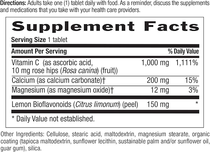 Country Life Buffered Vitamin C 1000mg with Bioflavonoids Calcium Magnesium Potassium - Immune Support Vegan Capsules Gluten-Free Gentle on Stomach - 250 Tablets