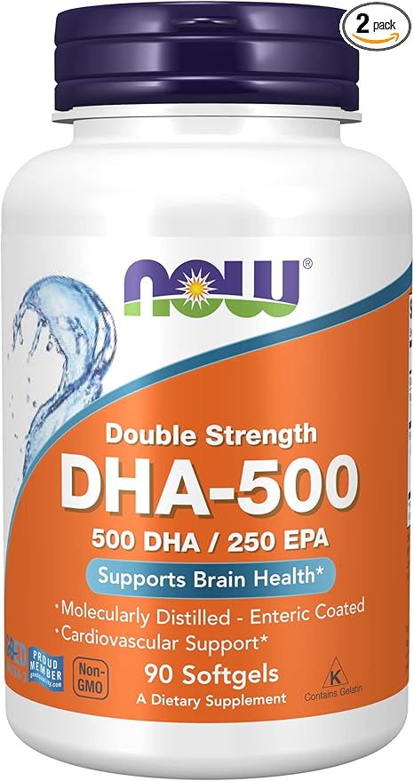 NOW Foods DHA-500 90 Softgels (Pack of 2)