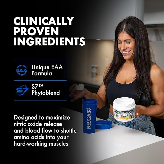Evogen Amino K.E.M. - EAA &amp BCAA Powder Pump Volumizer | BCAAs Amino Acids Supplement for Blood Flow Muscle Growth &amp Hydration | Tropic Thunder | 30 Servings