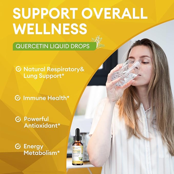 Quercetin Liquid Drops - Quercetin Supplements 700mg - 4X Stronger Than Pills &amp Capsules - 5 in 1 Quercetin with Bromelain Elderberry Vitamin for Immunity Health Respiratory Health Skin Care- 2 Fl