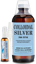 Colloidal Silver Liquid | 500 ppm Extra Strength (32 oz) with Spray Bottle | Immune Support Supplement | Stem Cell Support | Wound Care &amp Superior Healing