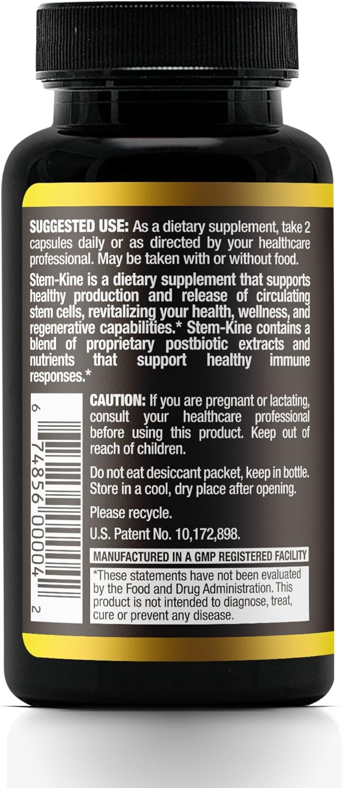 Stem-Kine Stem Cell Supplements Clinically Proven to Increase Circulating Stem Cells Pack of 2 Promoting Healing and Anti-Aging 2 Pack of 60 Capsules Each