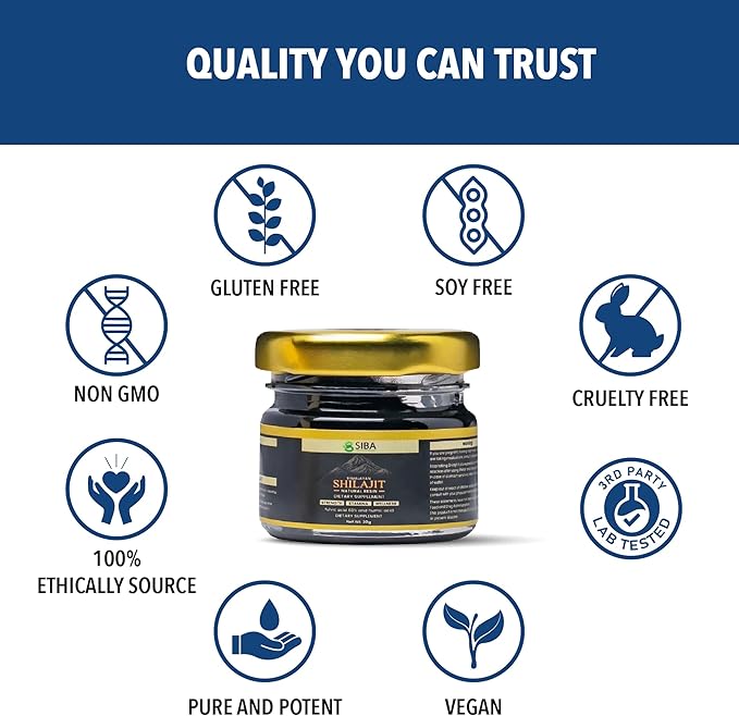 Siba Pure Himalayan Shilajit Resin for Men &amp Women - Triple Purified with 85+ Trace Minerals &amp 70% Fulvic Acid for Daily Use - Pure Shilajit for Natural Energy Stamina &amp Nutrient Absorpti