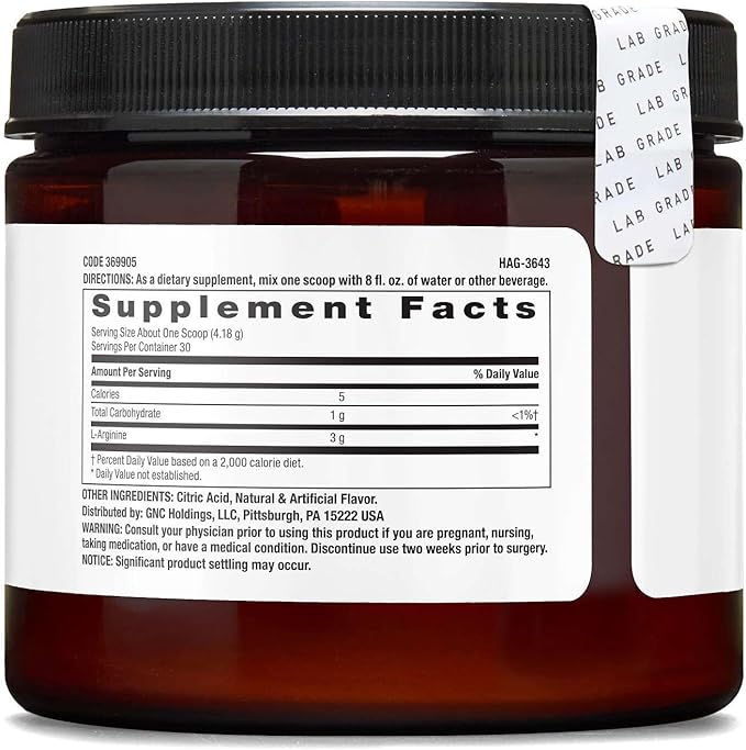 BEYOND RAW Chemistry Labs L-Arginine Powder Fuels Exercise and Supports Recovery 30 Servings
