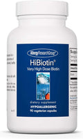 Allergy Research Group ARG HiBiotin - 100 mg Biotin - Supports Energy Metabolism Neurological Health &amp Myelin Synthesis - Hypoallergenic - 90 Servings - 90 Capsules