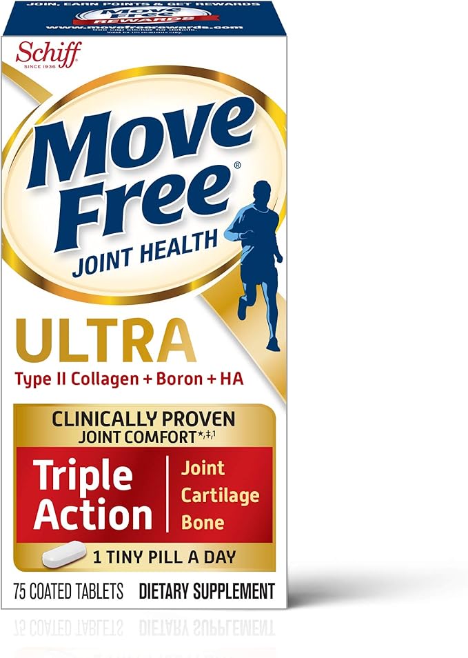 Move Free Type II Collagen Boron &amp HA Ultra Triple Action Tablets Move Free (75 Count in A Bottle) 1 ea (Pack of 3)