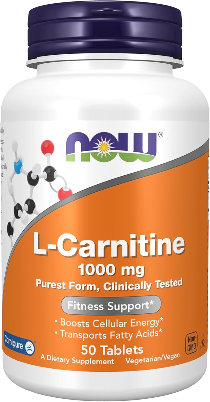 NOW Foods Supplements L-Carnitine 1000 mg Purest Form Amino Acid Fitness Support* 50 Tablets