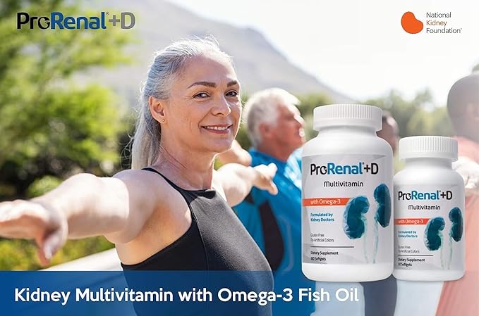 ProRenal+D with Omega-3 Fish Oil Kidney Multivitamin 180 Softgels 90-Day Supply