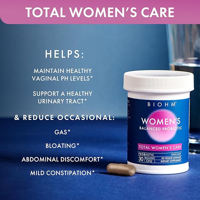 BIOHM Probiotics for Women 30 Billion CFU 9 Strains (30 Count) Helps Support Total Gut Health Digestive &amp Immune System Vaginal Probiotic for Urinary Tract &amp Vaginal Health 30 Day Supply