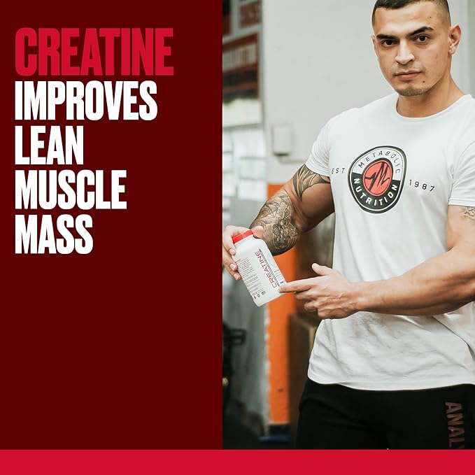 Metabolic Nutrition Creatine Monohydrate Powder 5g Unflavored for Men &amp Women - Gym Workout Nutritional Supplements for Muscle Gain Brain Health &amp Strength Building 500g