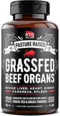 Grass Fed Beef Organ Supplement - Supports Whole Body Wellness 3000mg - with Desiccated Beef Liver Heart Kidney Pancreas Spleen - Organ Complex for Energy Immune &amp Digestive Health (150 Capsu